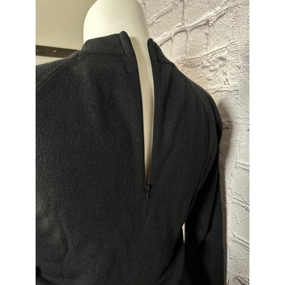 Vintage Stitches In Time Womens M Black Pullover Sweater Crew Neck Zip Back QVC - Picture 3 of 10